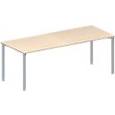 Schäfer Shop Genius Table de réunion MODENA FLEX, hauteur ajustable, en forme de rectangle, 4 pieds avec tubes ronds, l. 2000 x P 800 mm, coloris érable 
