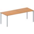 Schäfer Shop Genius Table de réunion MODENA FLEX, hauteur ajustable, en forme de rectangle, 4 pieds avec tubes ronds, l. 2000 x P 800 mm, coloris hêtre 