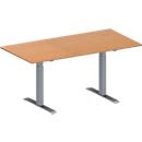 Schäfer Shop Genius Table de réunion MODENA FLEX, hauteur ajustable, en forme de rectangle, pied en T avec tubes rectangulaires, l. 1600 x P 800 mm, coloris hêtre 
