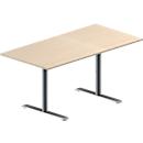 Schäfer Shop Genius Table de réunion MODENA FLEX, hauteur ajustable, en forme de rectangle, pied en T avec tubes ronds, l. 1600 x P 800 mm, coloris érable 