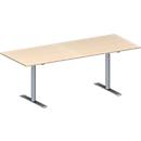 Schäfer Shop Genius Table de réunion MODENA FLEX, hauteur ajustable, en forme de rectangle, pied en T avec tubes ronds, l. 2000 x P 800 mm, coloris érable 