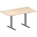 Schäfer Shop Genius Table de réunion MODENA FLEX, hauteur ajustable, en forme de rectangle, pieds en T avec tubes rectangulaires, l. 1400 x P 800 mm, coloris érable 