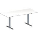 Schäfer Shop Genius Table de réunion MODENA FLEX, hauteur ajustable, en forme de rectangle, pieds en T avec tubes rectangulaires, l. 1800 x P 800 mm, blanc 