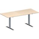 Schäfer Shop Genius Table de réunion MODENA FLEX, hauteur ajustable, en forme de rectangle, pieds en T avec tubes rectangulaires, l. 1800 x P 800 mm, coloris érable 