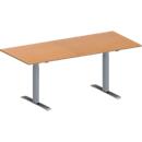 Schäfer Shop Genius Table de réunion MODENA FLEX, hauteur ajustable, en forme de rectangle, pieds en T avec tubes rectangulaires, l. 1800 x P 800 mm, coloris hêtre 