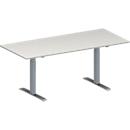 Schäfer Shop Genius Table de réunion MODENA FLEX, hauteur ajustable, en forme de rectangle, pieds en T avec tubes rectangulaires, l. 1800 x P 800 mm, gris clair 