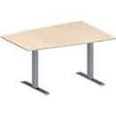 Schäfer Shop Genius Table de réunion MODENA FLEX, hauteur ajustable, en forme de tonneau, pieds en T avec tubes rectangulaires, l. 1400 x P 1000 mm, coloris érable