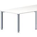 Schäfer Shop Genius Table de réunion MODENA FLEX, hauteur ajustable, en forme de trapèze, 4 pieds avec tubes carrés, l. 1600 x P 800 mm, blanc 