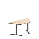 Schäfer Shop Genius Table de réunion MODENA FLEX, hauteur ajustable, en forme de trapèze, pieds en T avec tubes ronds, l. 1600 x P 800 mm, coloris érable 