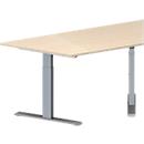 Schäfer Shop Genius Table de réunion MODENA FLEX, hauteur ajustable, en forme de trapèze, pieds en T, l. 1600 x P 800 x H 650 - 850 mm, coloris érable 