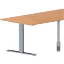 Schäfer Shop Genius Table de réunion MODENA FLEX, hauteur ajustable, en forme de trapèze, pieds en T, l. 1600 x P 800 x H 650 - 850 mm, coloris hêtre 