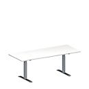 Schäfer Shop Genius Table de réunion MODENA FLEX, hauteur ajustable, rectangulaire, pieds en T, l. 2000 x P 800 mm, blanc 