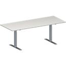 Schäfer Shop Genius Table de réunion MODENA FLEX, hauteur ajustable, rectangulaire, pieds en T, l. 2000 x P 800 mm, gris clair 