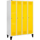 Schäfer Shop Genius Taquilla con patas, 4 compartimentos, cerradura de cilindro, gris luminoso/amarillo
