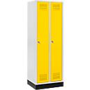 Schäfer Shop Genius Taquilla con zócalo, 2 compartimentos, cerradura de cilindro, gris luminoso/amarillo