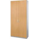 Schäfer Shop Genius TETRIS SOLID hinged door wardrobe, steel body, 5 AA, W 1200 mm, lockable, beech/white aluminium finish
