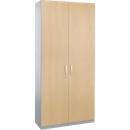 Schäfer Shop Genius TETRIS SOLID hinged door wardrobe, steel body, 5 AA, W 1200 mm, lockable, maple/white aluminium finish