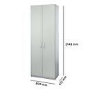Schäfer Shop Genius TETRIS SOLID hinged door wardrobe, steel body, 5 AA, W 800 mm, lockable, light grey/white aluminium