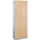 Schäfer Shop Genius TETRIS SOLID hinged door wardrobe, steel body, 5 AA, W 800 mm, lockable, maple/white aluminium