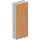 Schäfer Shop Genius TETRIS SOLID kleerkast, 6 ordnerhoogtes, 1 legbord, kledingstang, afsluitbaar, B 800 x D 412 x H 2239 mm, alu wit/beuken