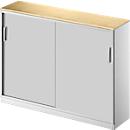 Schäfer Shop Genius TETRIS SOLID schuifdeurkast, 3 OH, 2 legborden, B 1600 mm, dekblad 19 mm, ahorn decor/blank aluminium
