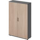 Schäfer Shop Genius TETRIS WOOD draaideurkast, 5 OH, hoogte incl. glijders, B 1200 mm, grafiet/eiken