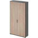 Schäfer Shop Genius TETRIS WOOD hinged door cabinet, 6 OH, height incl. glides, center partition, W 1200 mm, graphite/oak