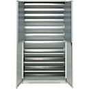 Schäfer Shop Genius tijdschriftenkast FS, 5 OH, afsluitbaar, 10 legborden, 2 geperforeerde legborden, tot 450 kg, B 1055 x D 520 x H 1950 mm, lichtgrijs/lichtgrijs