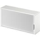 Schäfer Shop Genius top-mounted roller shutter cabinet TETRIS WOOD, 2 OH, W 1600 x D 421 x H 750 mm, center partition, white