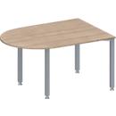 Schäfer Shop Genius vergadertafel MODENA FLEX, halve cirkel, 4-poots vierkante buis, B 1400 x D 1000 x H 720-840 mm, eiken decor/blank aluminium RAL 9006