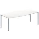 Schäfer Shop Genius Vergadertafel MODENA FLEX, in hoogte verstelbaar, bootvorm, 4-poot ronde buis, B 2000 x D 1000/800 mm, zonder contactdoos, wit 