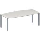 Schäfer Shop Genius Vergadertafel MODENA FLEX, in hoogte verstelbaar, bootvorm, 4-poot vierkante buis, B 2000 x D 1000/800 mm, zonder contactdoos, lichtgrijs 