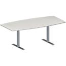 Schäfer Shop Genius Vergadertafel MODENA FLEX, in hoogte verstelbaar, bootvorm, T-poot rechthoekige buis, B 2000 x D 1000/800 mm, lichtgrijs 