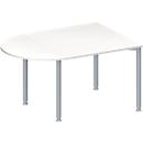 Schäfer Shop Genius Vergadertafel MODENA FLEX, in hoogte verstelbaar, halfovale vorm, 4-poot ronde buis, B 1400 x D 1000 mm, wit 