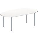 Schäfer Shop Genius Vergadertafel MODENA FLEX, in hoogte verstelbaar, ovale vorm, 4-poot ronde buis, 2000 x 1000 mm, wit 