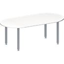 Schäfer Shop Genius Vergadertafel MODENA FLEX, in hoogte verstelbaar, ovale vorm, 4-poot vierkante buis, B 2000 x D 1000 mm, zonder contactdoos, wit 