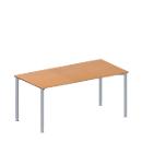 Schäfer Shop Genius Vergadertafel MODENA FLEX, in hoogte verstelbaar, rechthoekig, 4-poot ronde buis, B 1600 x D 800 mm, zonder contactdoos, beukenpatroon 