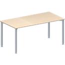Schäfer Shop Genius Vergadertafel MODENA FLEX, in hoogte verstelbaar, rechthoekig, 4-poot ronde buis, B 1600 x D 800 mm, zonder contactdoos, esdoornpatroon 