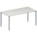 Schäfer Shop Genius Vergadertafel MODENA FLEX, in hoogte verstelbaar, rechthoekig, 4-poot ronde buis, B 1600 x D 800 mm, zonder contactdoos, lichtgrijs 