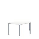 Schäfer Shop Genius Vergadertafel MODENA FLEX, in hoogte verstelbaar, trapeziumvorm, 4-poot ronde buis, B 1600 x D 800 mm, wit 