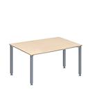 Schäfer Shop Genius vergadertafel MODENA FLEX, ton, 4-poots vierkante buis, B 1400 x D 1000/800 x H 720-840 mm, ahorn/blank aluminium RAL 9006
