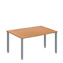 Schäfer Shop Genius vergadertafel MODENA FLEX, ton, 4-poots vierkante buis, B 1400 x D 1000/800 x H 720-840 mm, beuken/blank aluminium RAL 9006