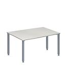 Schäfer Shop Genius vergadertafel MODENA FLEX, ton, 4-poots vierkante buis, B 1400 x D 1000/800 x H 720-840 mm, lichtgrijs/blank aluminium RAL 9006