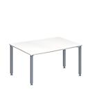 Schäfer Shop Genius vergadertafel MODENA FLEX, ton, 4-poots vierkante buis, B 1400 x D 1000/800 x H 720-840 mm, wit/blank aluminium RAL 9006