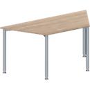 Schäfer Shop Genius vergadertafel MODENA FLEX, trapezium, 4-poots ronde buis, B 1600 x D 800 x H 720-840 mm, eiken decor/blank aluminium RAL 9006