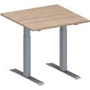 Schäfer Shop Genius vergadertafel MODENA FLEX, vierkant, T-poot rechthoekige buis, B 800 x D 800 x H 650-850 mm, eiken decor/blank aluminium RAL 9006