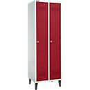 Schäfer Shop Genius Vestiaire sur pieds, 2 compartiments, largeur de compartiment 300 mm, serrure à cylindre, rouge rubis
