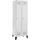 Schäfer Shop Genius Vestiaire sur pieds, 2 compartiments, largeur de compartiment 300 mm, serrure de sécurité à came batteuse, gris clair