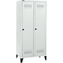 Schäfer Shop Genius Vestiaire sur pieds, 2 compartiments, largeur de compartiment 400 mm, serrure de sécurité à came batteuse, gris clair