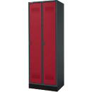 Schäfer Shop Genius Vestiaire sur socle, 2 compartiments, serrure de sécurité à came batteuse, anthracite RAL 7016/rouge